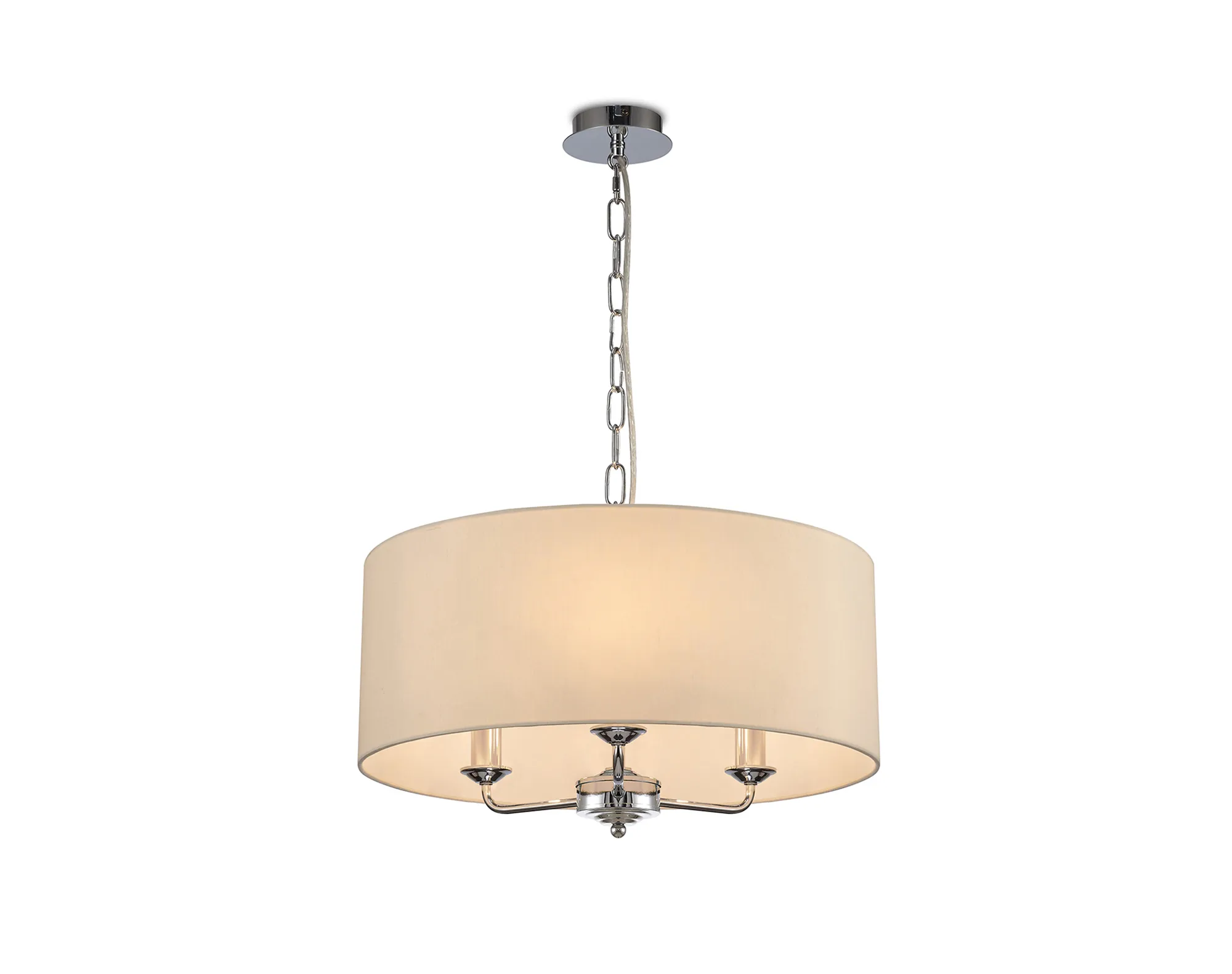 Banyan 50cm 3 Light Pendant Polished Chrome, Ivory Pearl/White